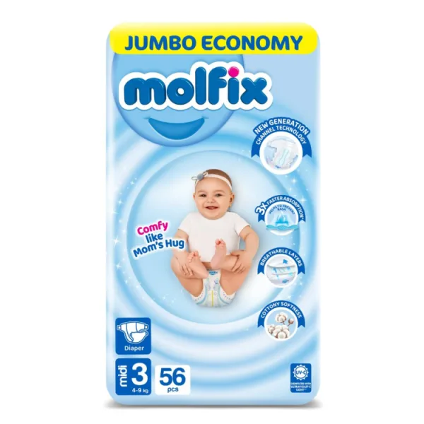 مولفيكس Midi للأطفال والرضع حفاضة حفاضات بانتس Size 3 (6-11kg) - BPA free latex free parabens free