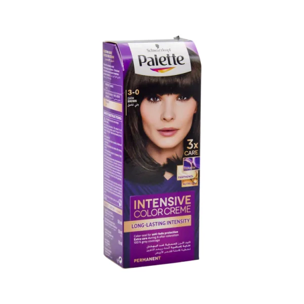 Schwarzkopf Palette Intensive Permanent Hair Color كريم with Keratin Panthenol & Repairing سيروم Dark Brown 3-0
