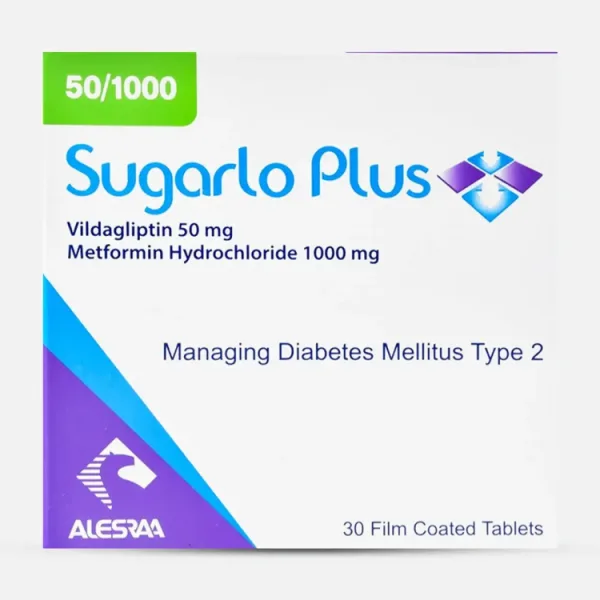 Sugarlo بلس 50 مجم Vildagliptin & 1000 مجم Metformin Hydrochloride for Managing Type 2 Diabetes Mellitus