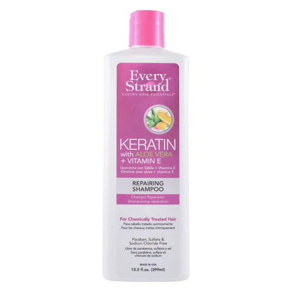 Every Strand Keratin Repairing شامبو with Aloe Vera & فيتامين E for Chemically Treated Hair - parabens free sulfates free sodium chloride free