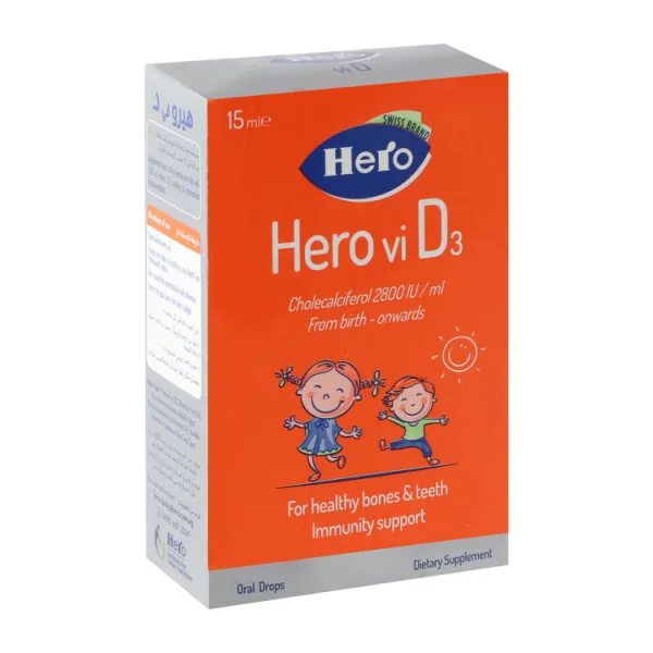Hero 2800 وحدة دولية/مل فيتامين د3 مكمل غذائي نقط for Healthy Bones Teeth & Immunity (0+ Years)