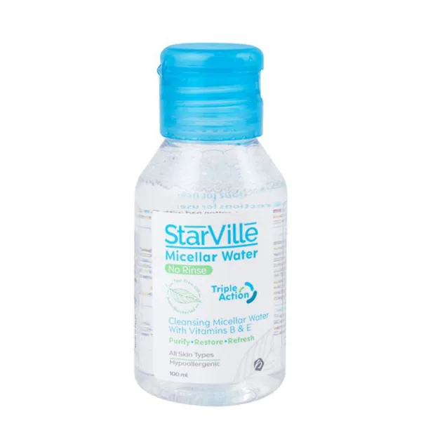 StarVille Hypoallergenic مضاد للبكتيريا منقي & Cleansing Micellar Water with Tea Tree زيت & فيتامين B & E for All Skin Types