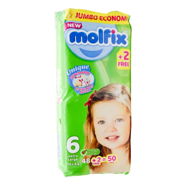 مولفيكس Hypoallergenic XL للأطفال والرضع حفاضات Size 6 (16+ كجم) - BPA free parabens free